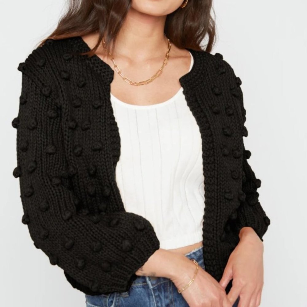Callahan Rose Cardigan Black Popcorn Cardigan SZ Small